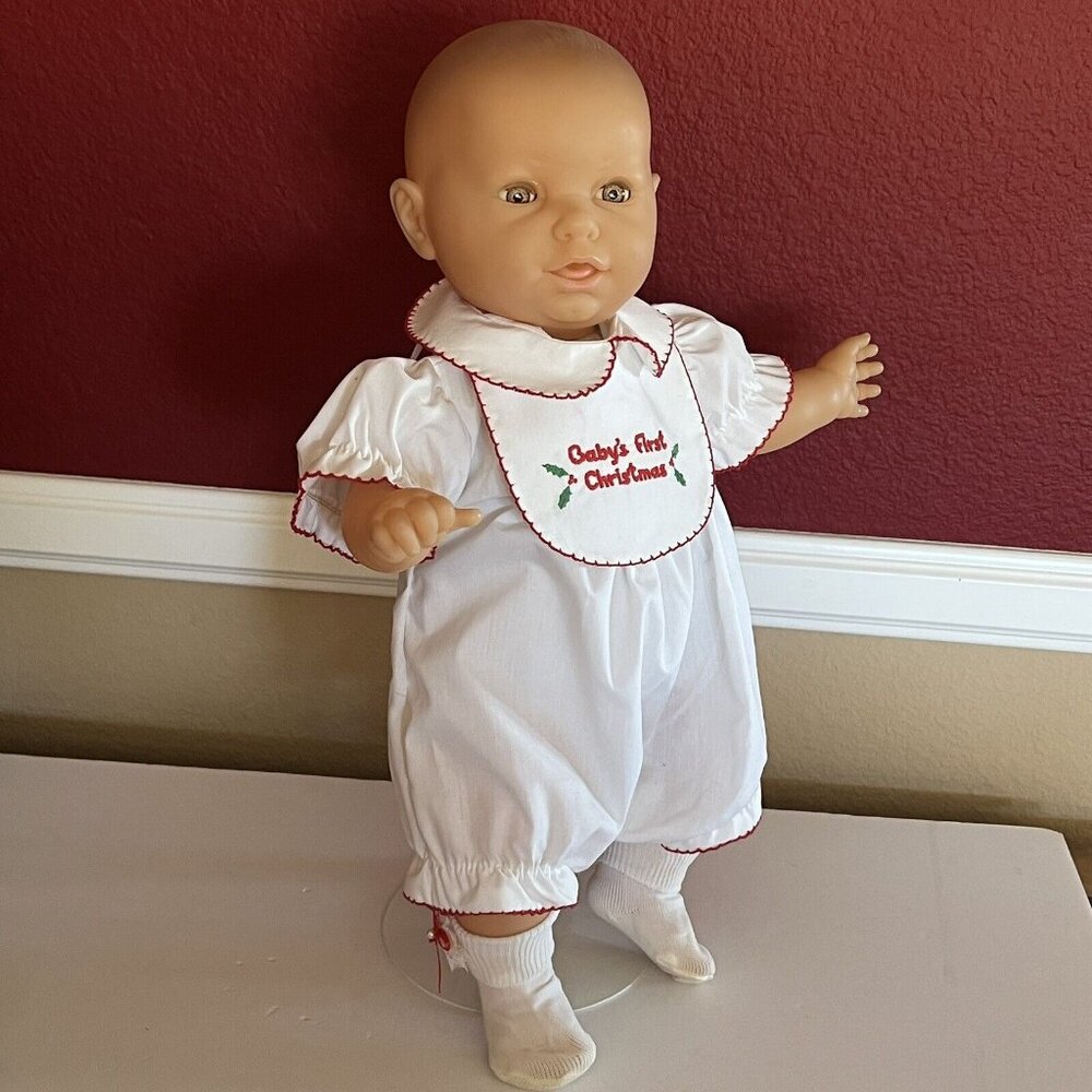 19" Vintage Berjusa 53 Blonde Baby Doll Sleep Eyes Toddle Tyke Christmas Outfit